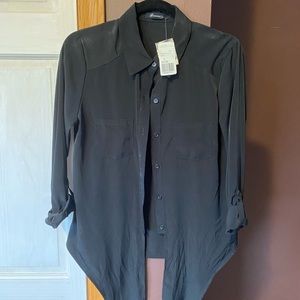 Black blouse with tie front